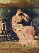 Vaclav Brozik A Seated Lady oil painting on canvas